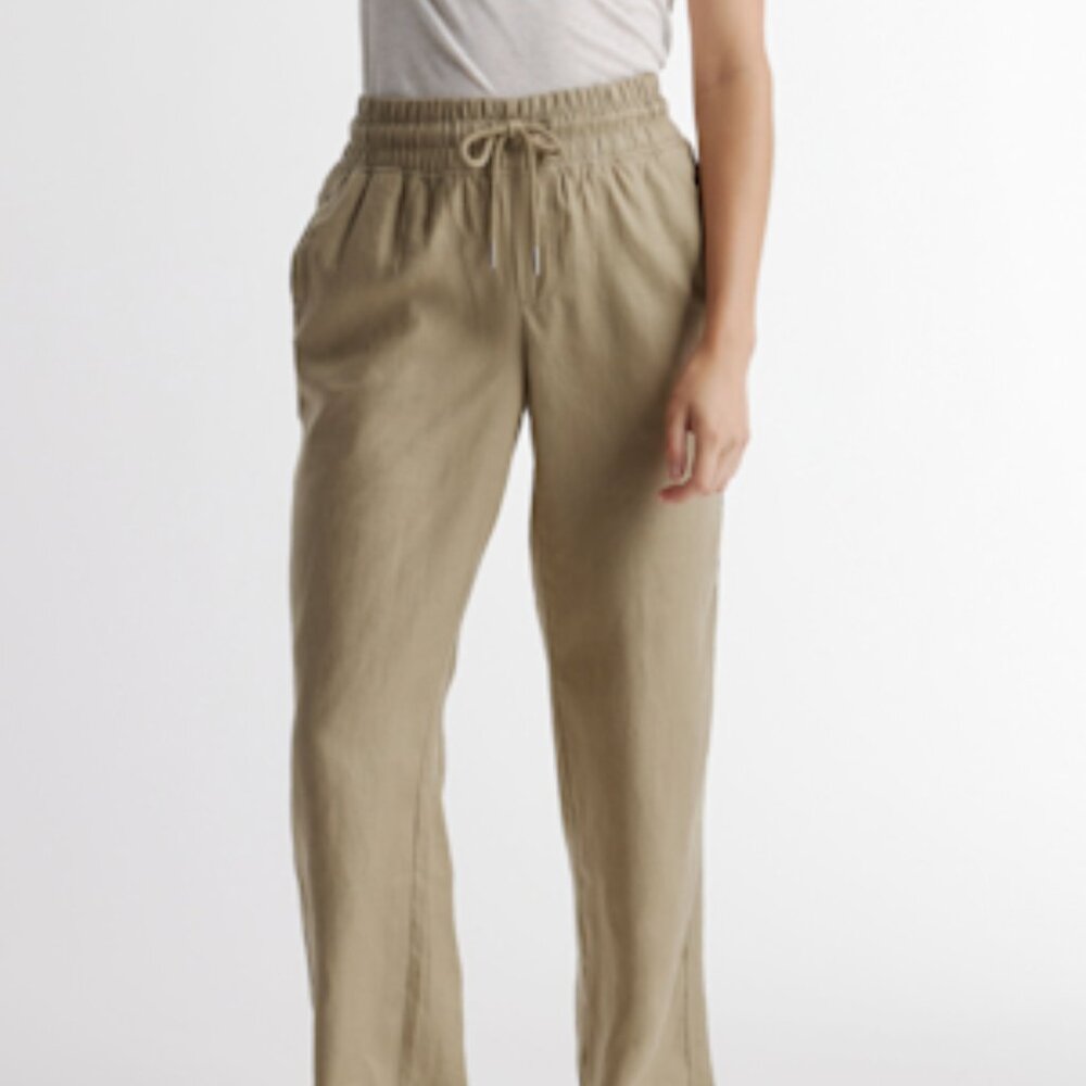 NWT Quince 100% European Linen Wide Leg Pants in Washed Olive